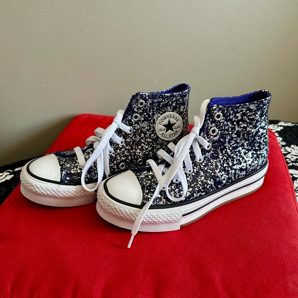 Converse Navy Glitter High-Tops
